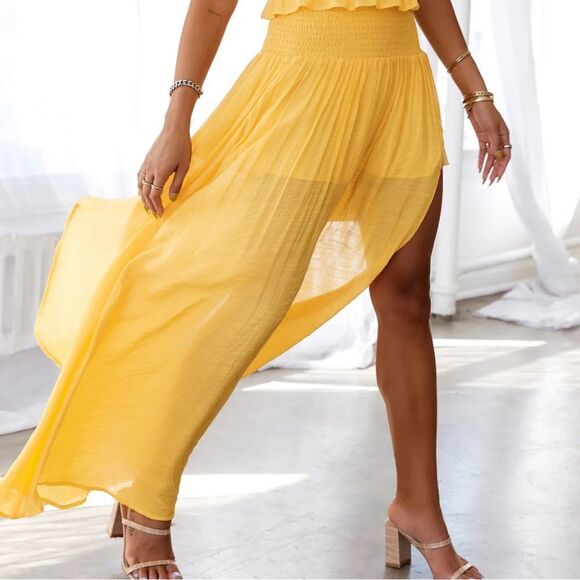 Hello Molly STAY FUN MAXI SKIRT in MUSTARD NWT 2 - Picture 1 of 7